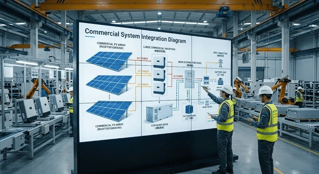 System wiring diagram of a 10 KW on grid solar inverter for commercial rooftop projects System wiring diagram of a 10 KW on grid solar inverter for commercial rooftop projects